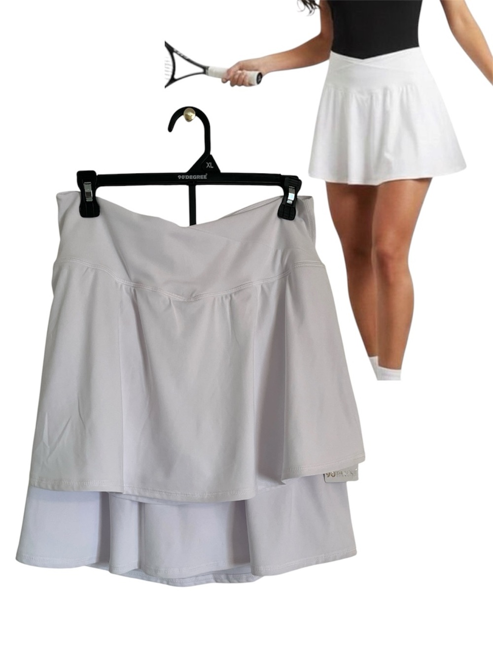 2-Pack 90 Degree by Reflex White Airlux Crossfire Tennis Golf Skort Size XL